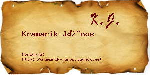 Kramarik János névjegykártya